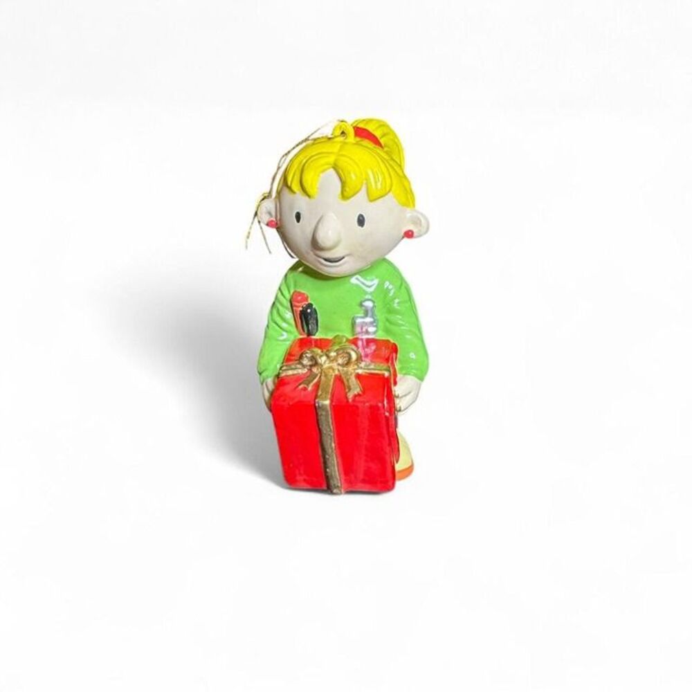 Wendy Bob the Builder Christmas Ornament Holding Present Y2K Nostalgic Kidcore